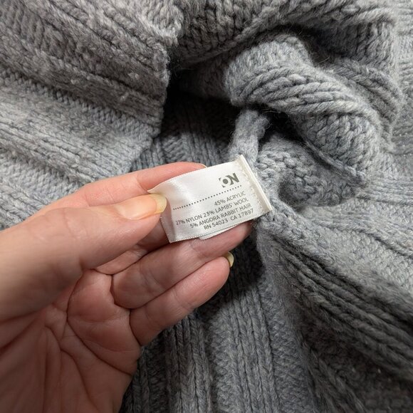 Old Navy Shawl Collar Cable Knit Lambs Wool Angora Rabbit Hair Gray Cardigan S - Picture 6 of 7